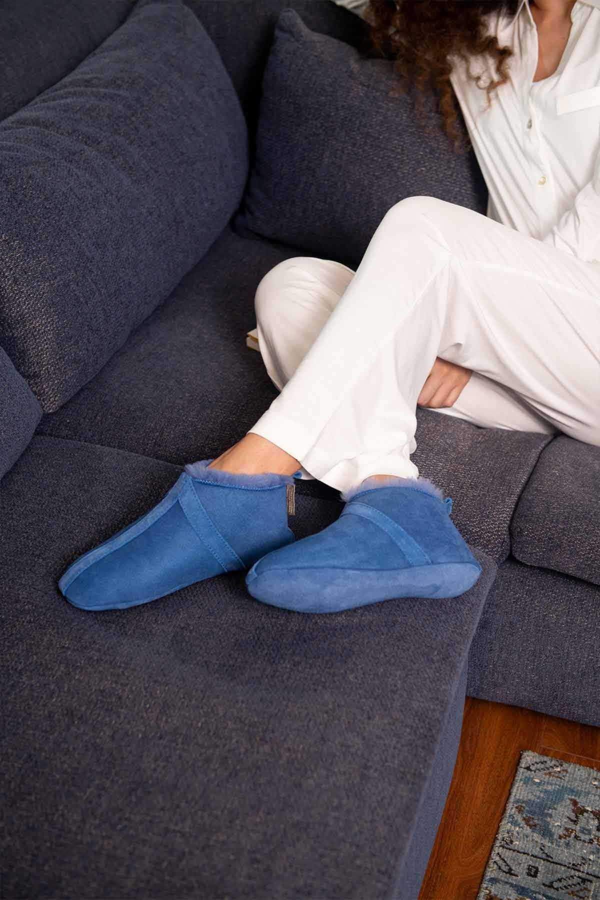 Kürklü Unisex Panduf 191203 Saks
