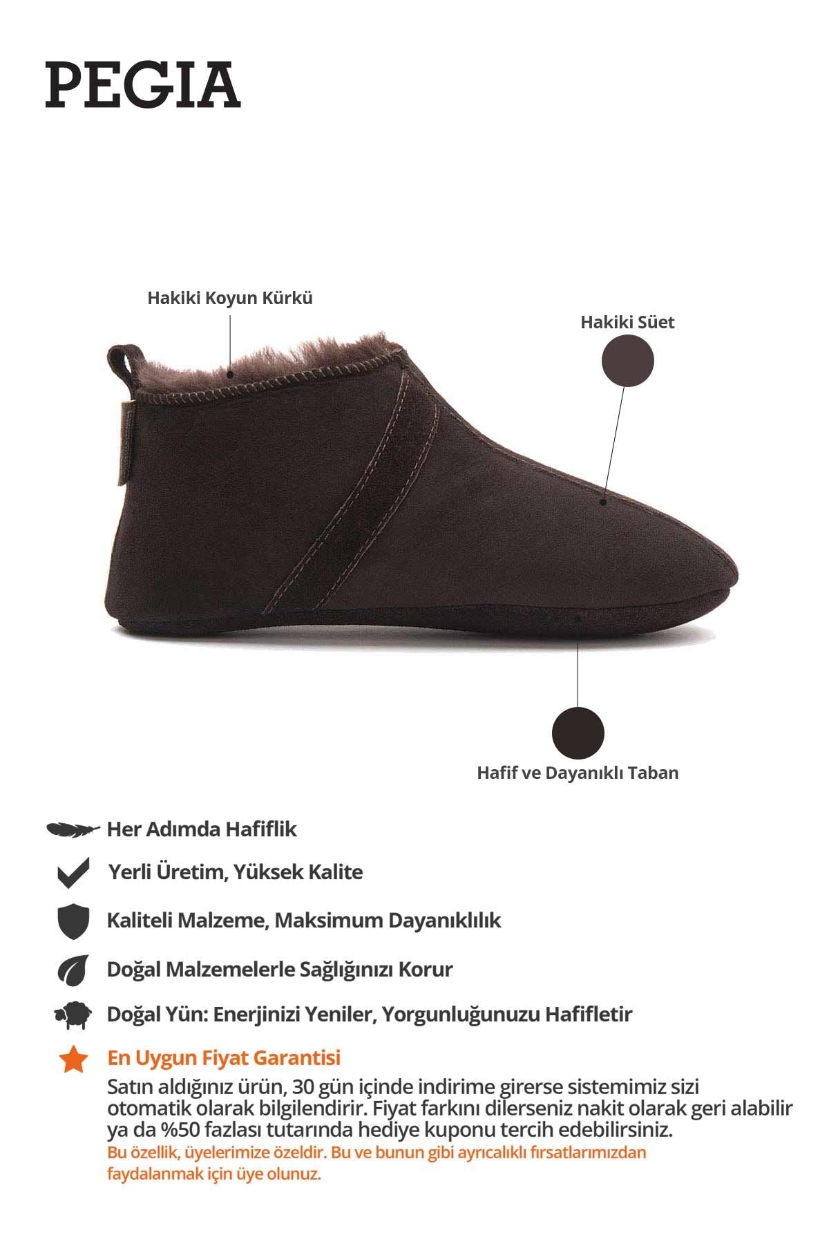 Kürklü Unisex Panduf 191203 Kahve
