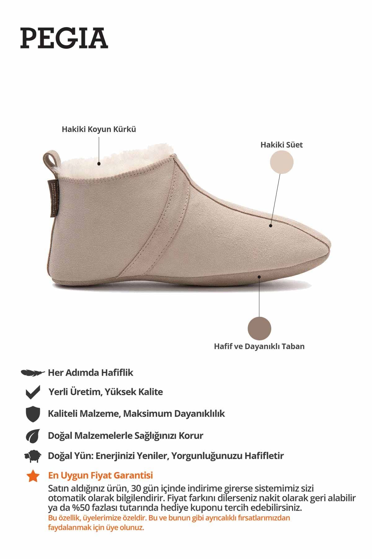 Kürklü Unisex Panduf 191203 Bej