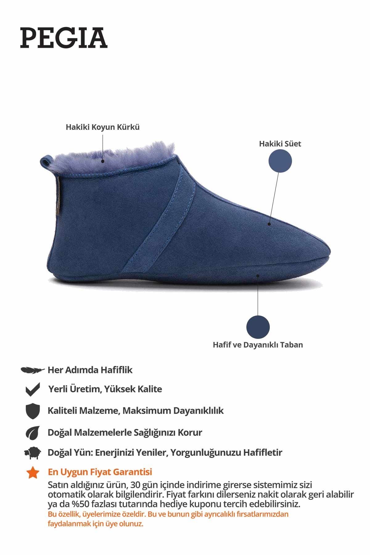 Kürklü Unisex Panduf 191203 Saks