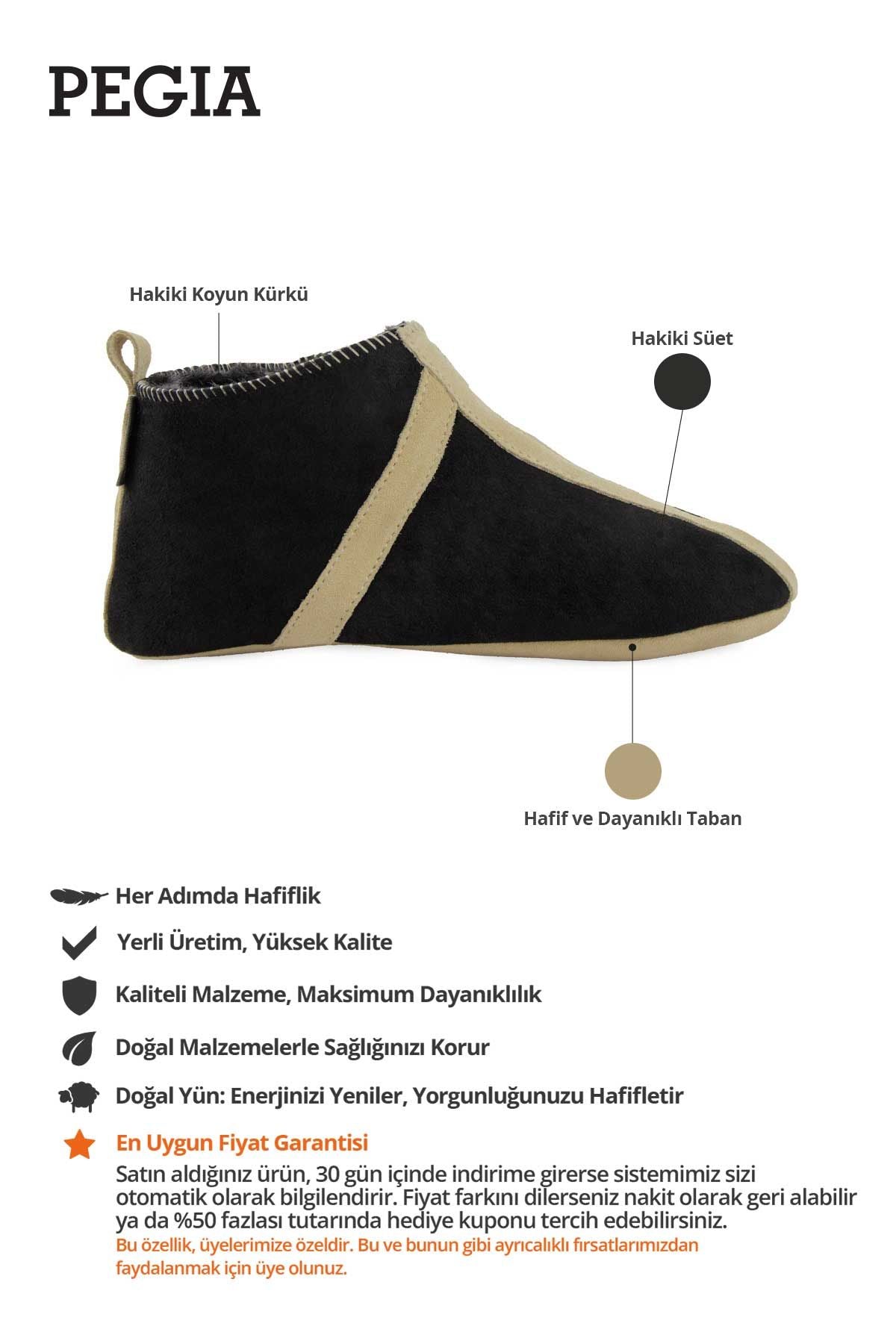 Kürklü Unisex Panduf 191203 Siyah