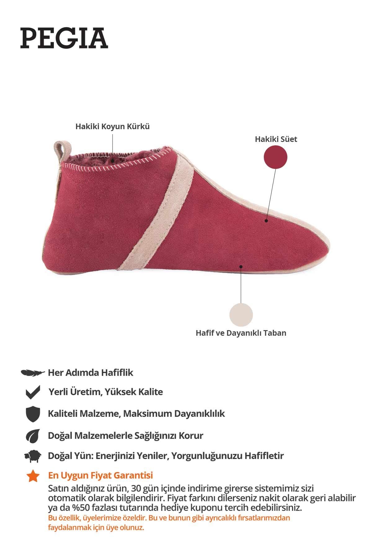 Kürklü Unisex Panduf 191203 Bordo