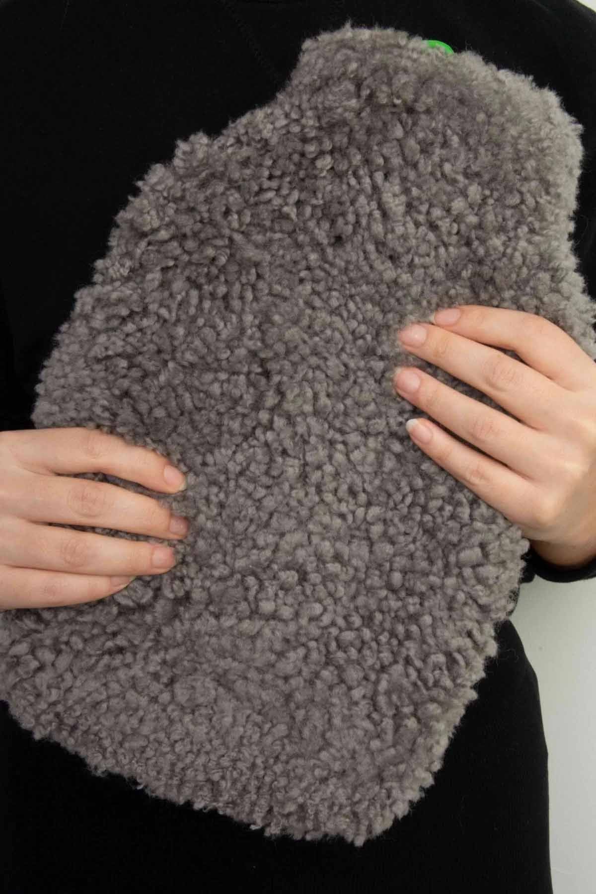 Kürklü Termofor Sıcak Su Torbası SST001 Gri