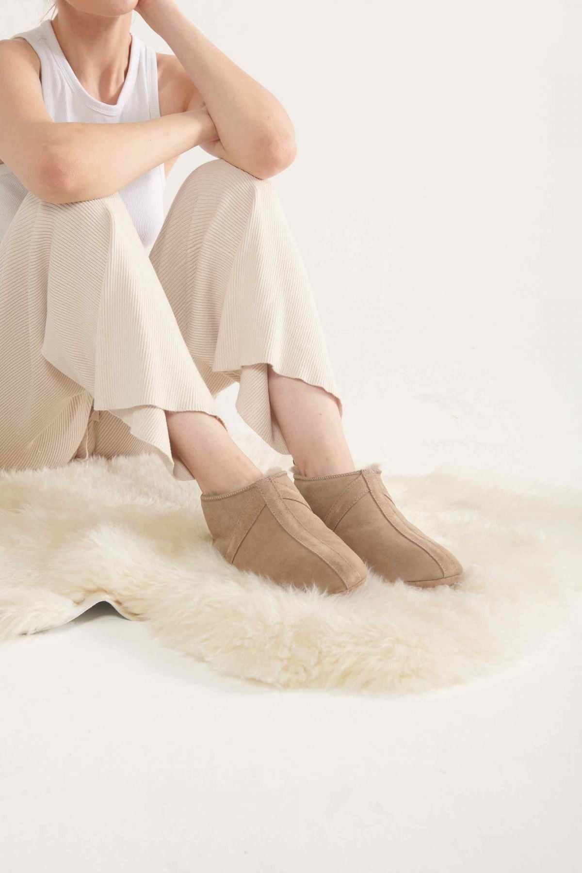 Kürklü Unisex Panduf 191203 Vizon