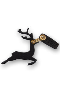 Mini Reindeer Leather Keychain 25AN01 Black
