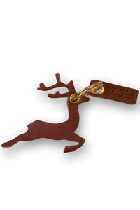 Mini Reindeer Leather Keychain 25AN01 Tobacco