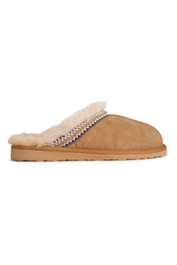 Embroidered Women's House Slippers 191204 Tobacco