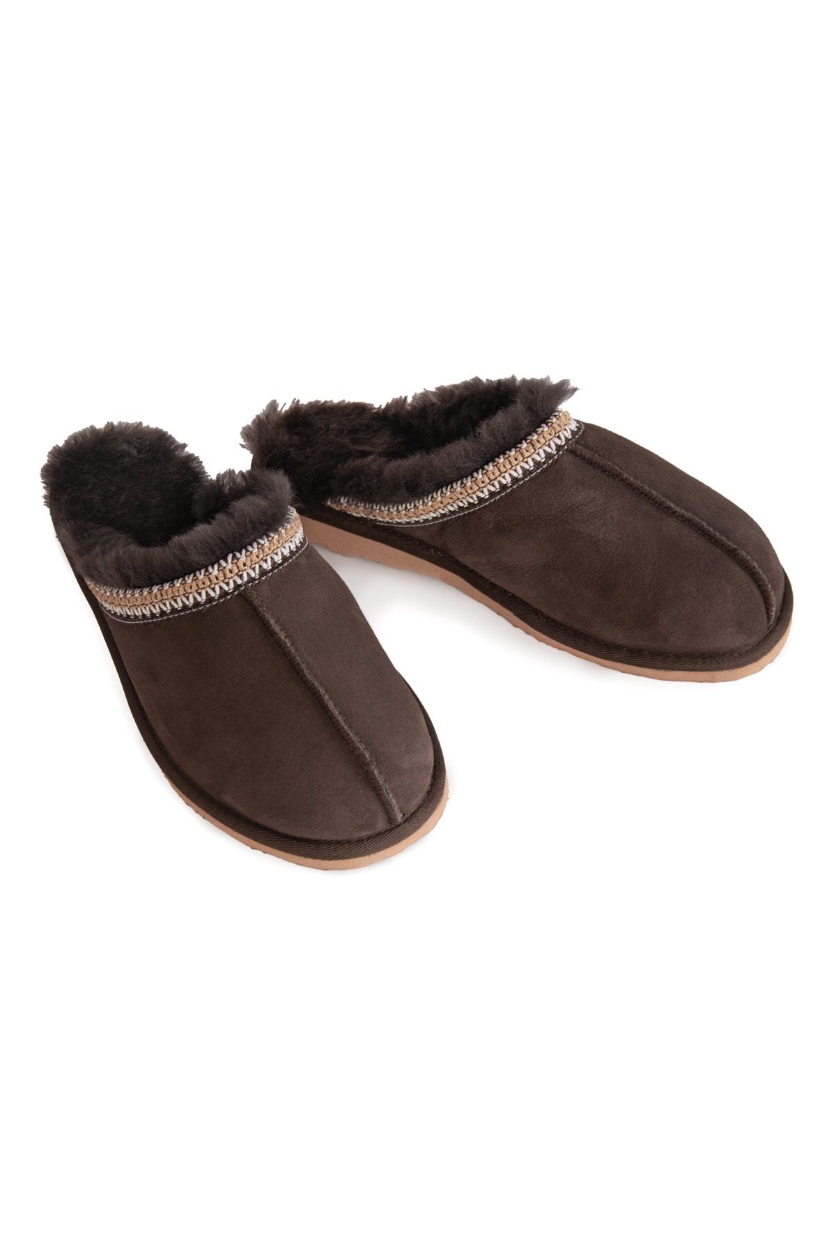 Embroidered Women's House Slippers 191204 Brown