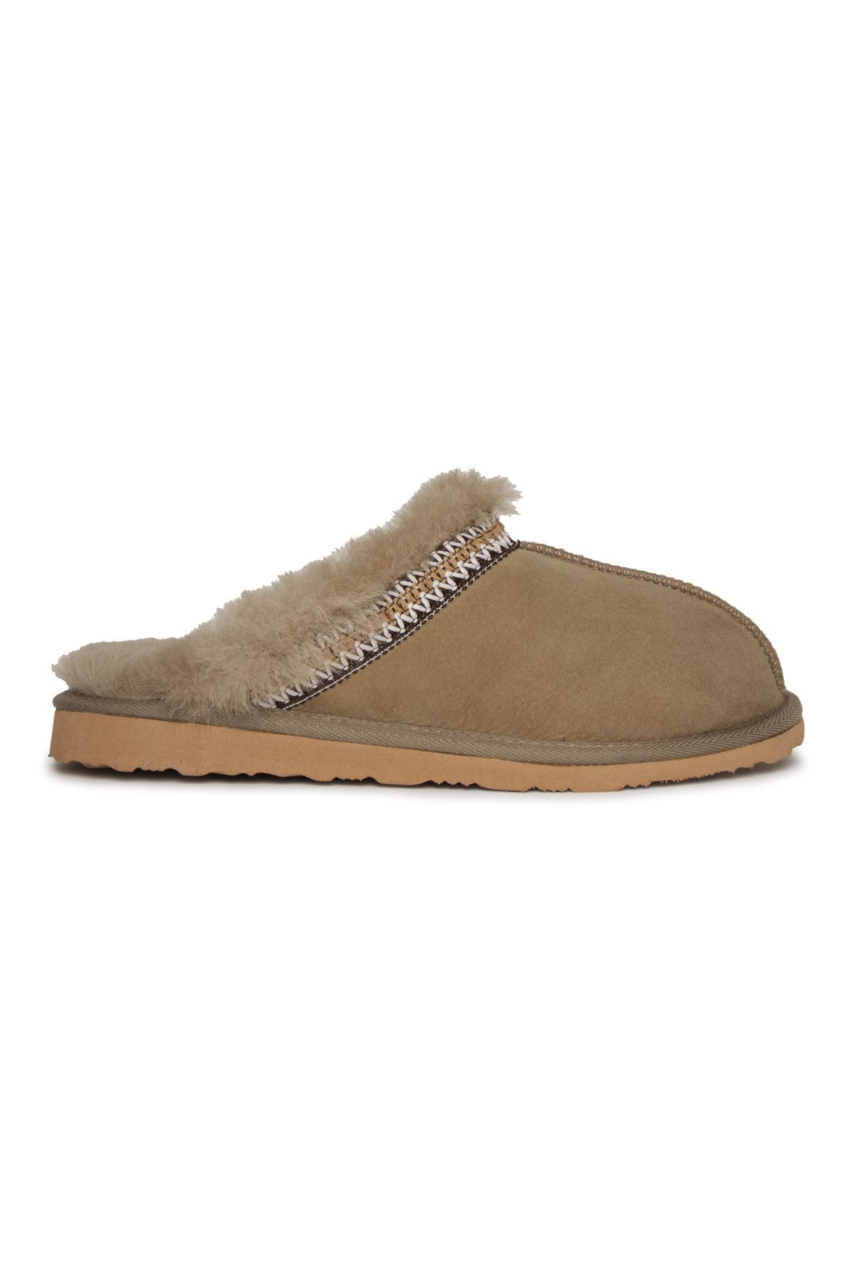 Embroidered Women's House Slippers 191204 Mink