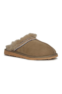 Embroidered Women's House Slippers 191204 Mink