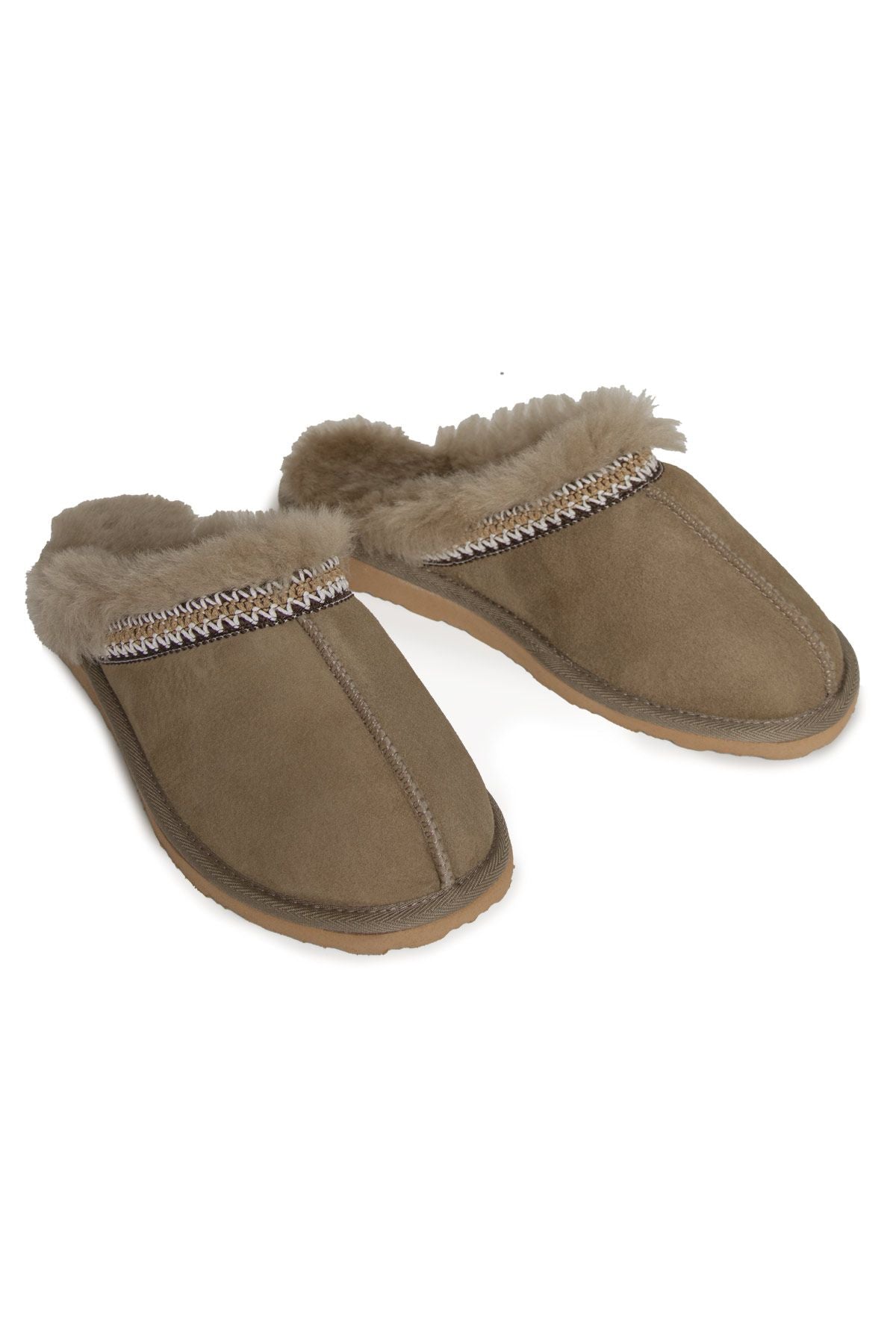 Embroidered Women's House Slippers 191204 Mink