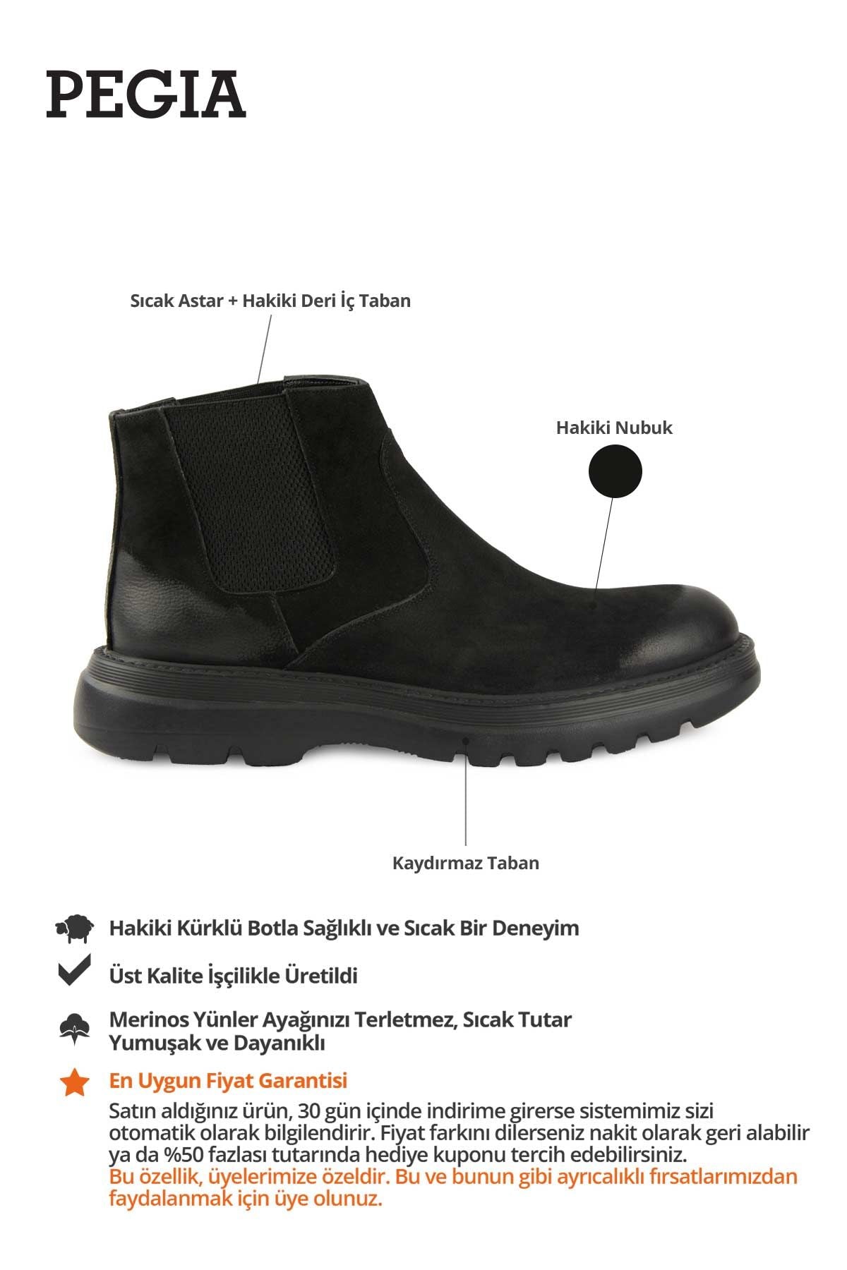 Nubuk Chelsea Erkek Bot DG5033 Siyah