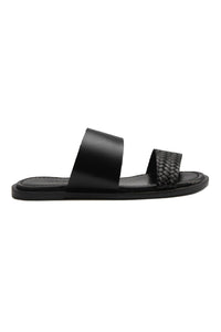 Knitted-Print Leather Slippers DG6005 Black