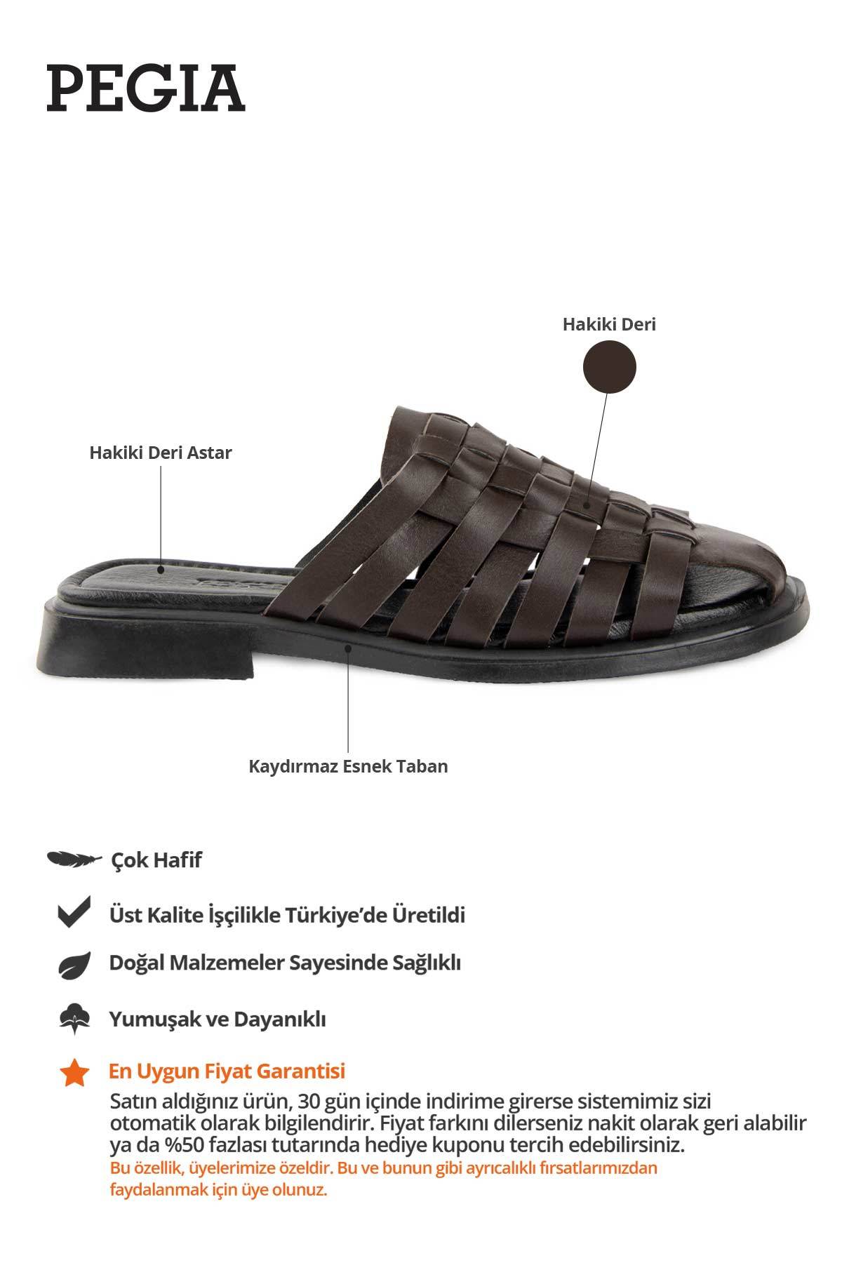 Örgü Deri Kadın Terlik DG6075 Kahve
