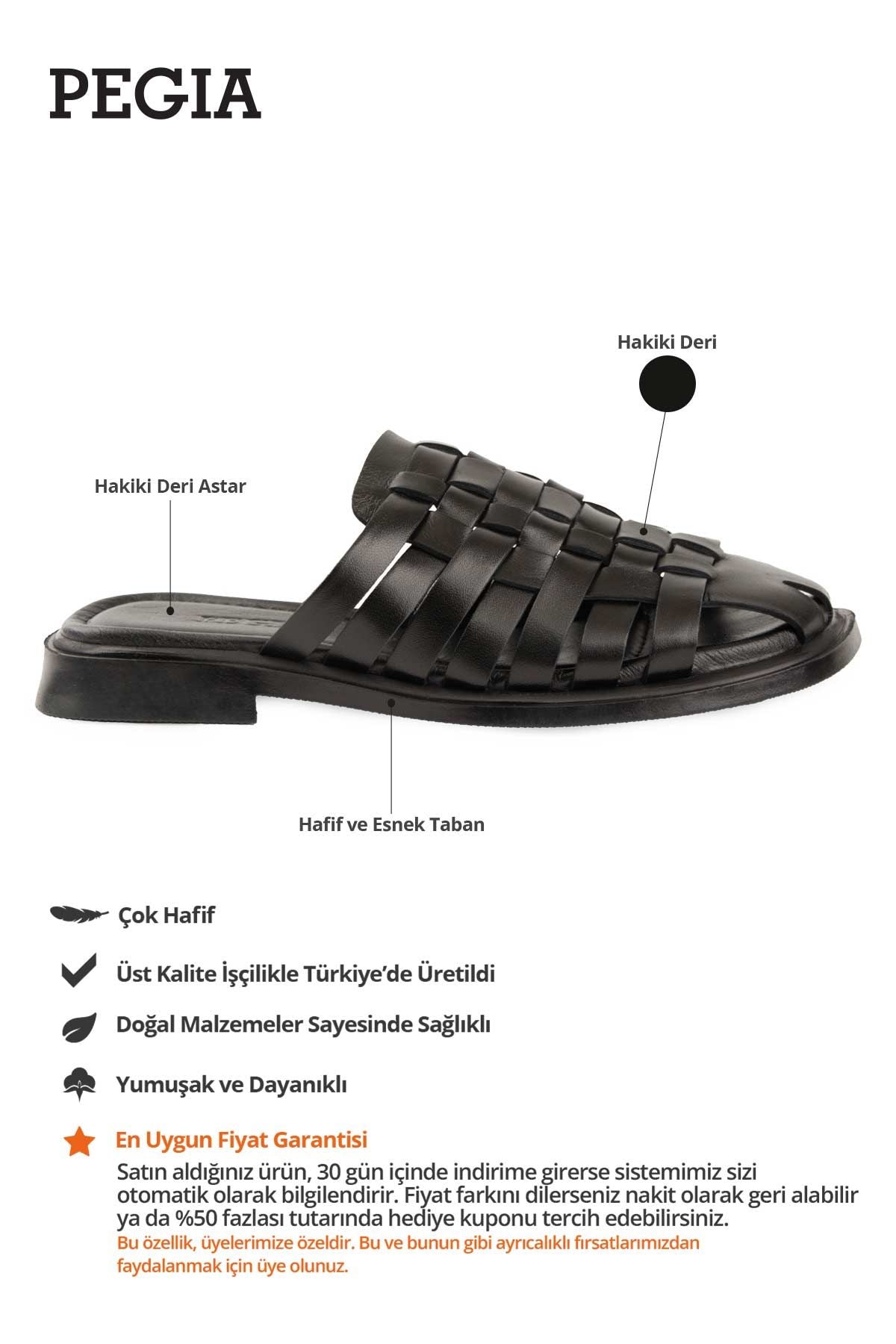 Örgü Deri Kadın Terlik DG6075 Siyah