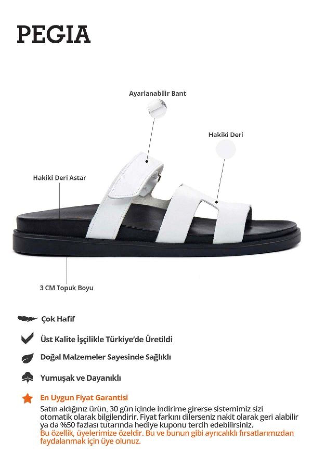 Outlet Erkek Bantlı Deri Terlik TK215027 Beyaz