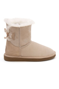 Outlet Genuine Shearling Bow Women's Boot TK191061 Beige