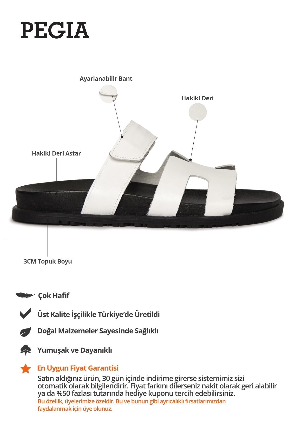 Outlet Kadın Bantlı Deri Terlik TK215517 Beyaz