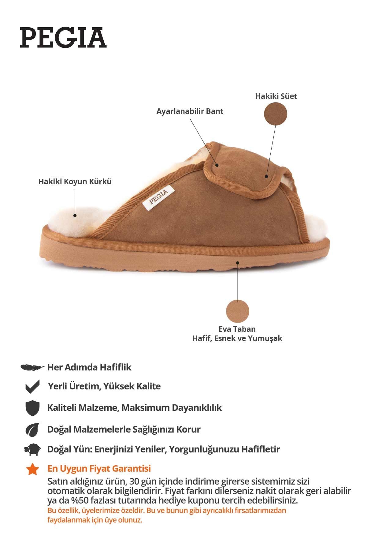 Outlet Kürklü Diyabetik Ev Terliği TK191219 Taba