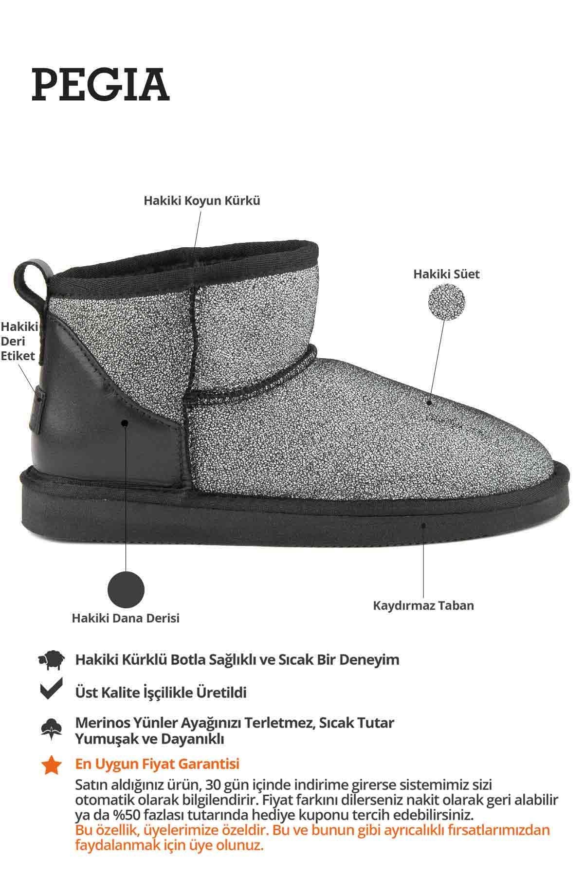 Özel Baskılı Kadın Kürklü Bot 191147 Siyah