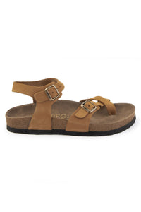 Women's Leather Flip-Flop Sandals 215513 Tobacco