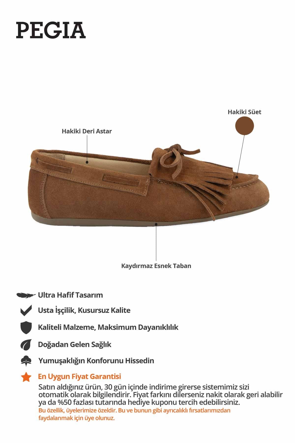 Püsküllü Kadın Loafer Ayakkabı 700923 Taba
