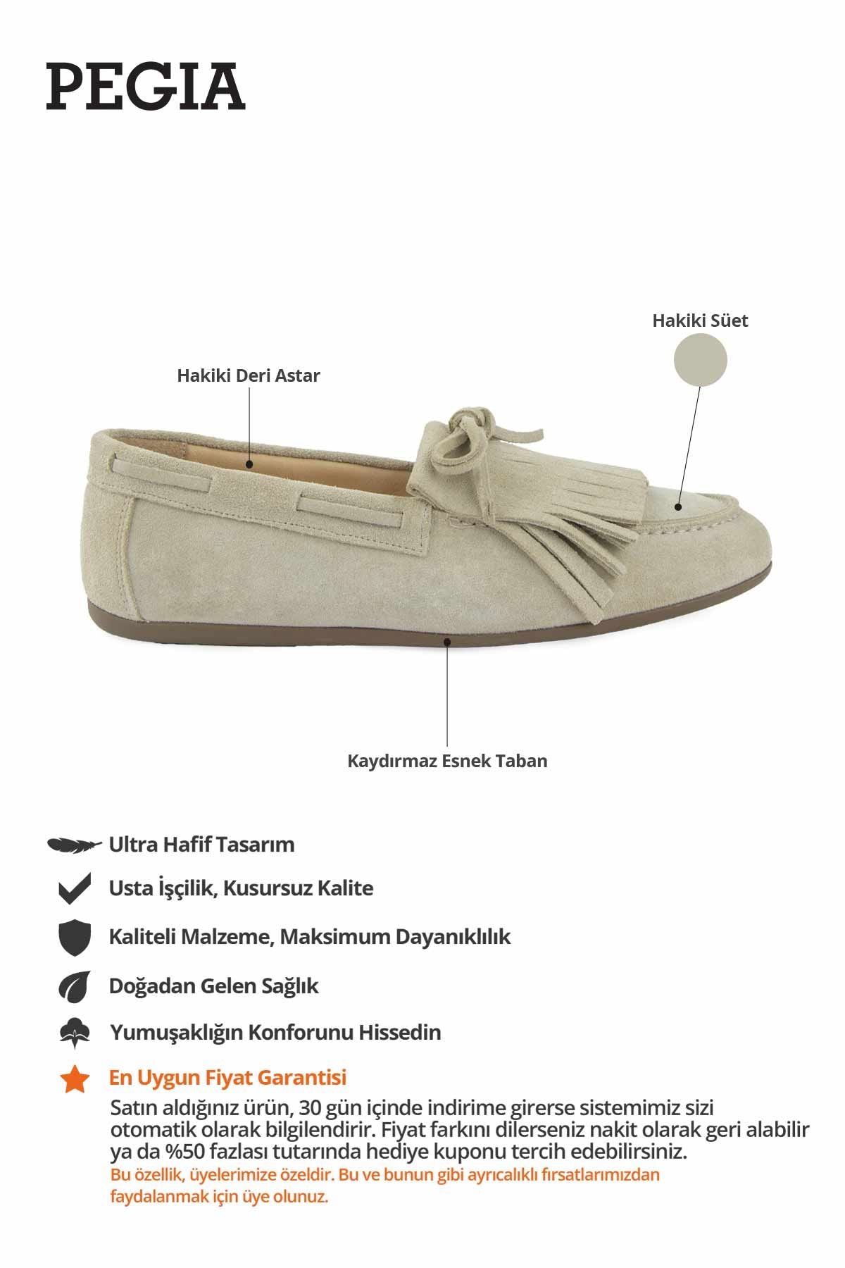 Püsküllü Kadın Loafer Ayakkabı 700923 Bej