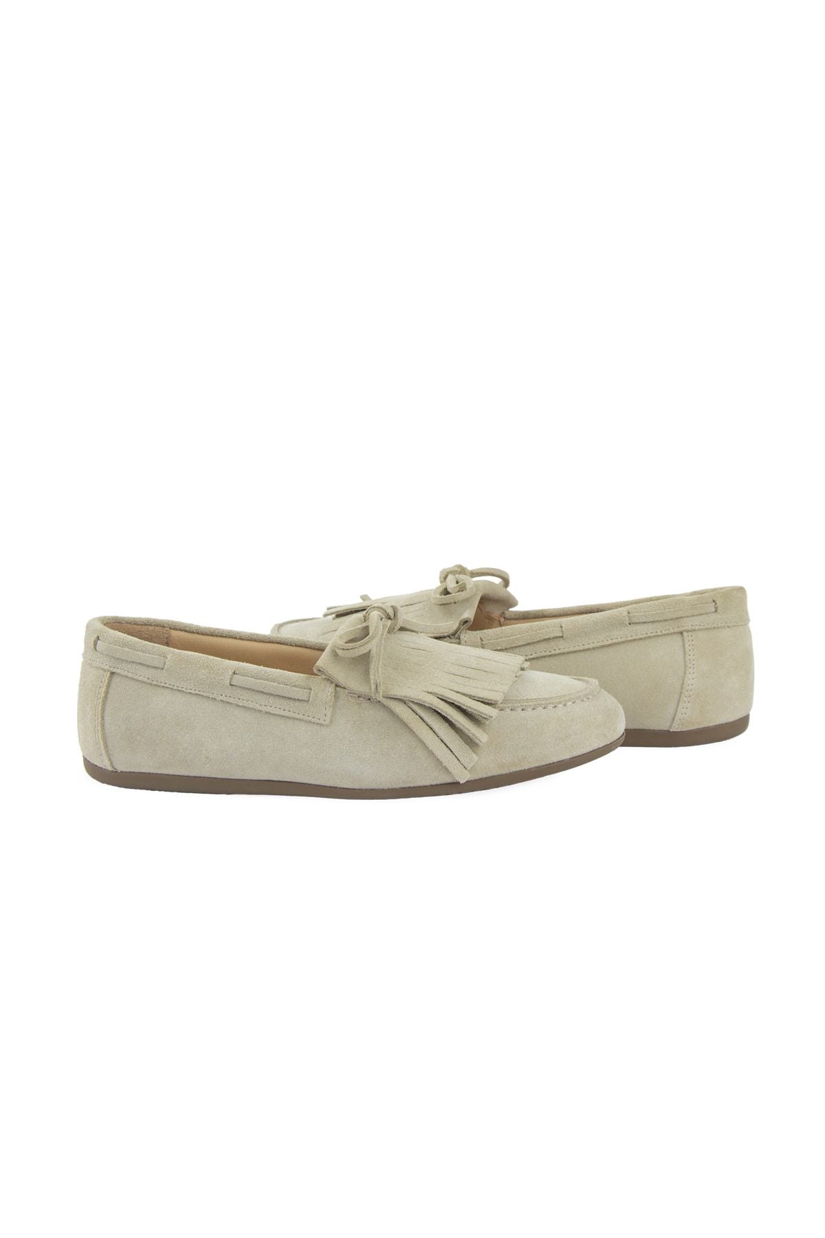 Püsküllü Kadın Loafer Ayakkabı 700923 Bej
