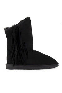 Tassel Fur Long Boots 191361 Black