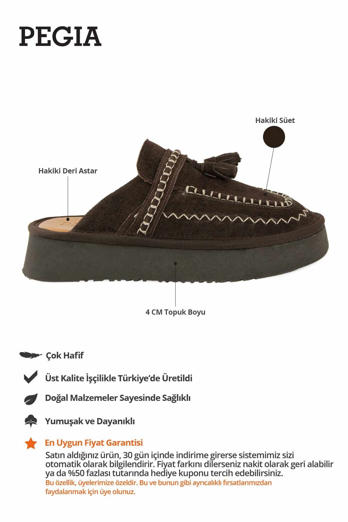 Püsküllü Süet Kadın Sabo Terlik 215573 Kahve