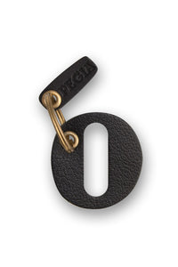 Number 0 Leather Keychain 25AN59 Black