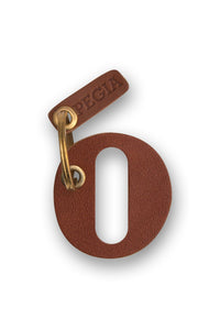 Number 0 Leather Keychain 25AN59 Tobacco