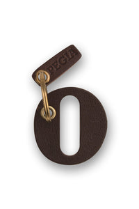 Number 0 Leather Keychain 25AN59 Brown