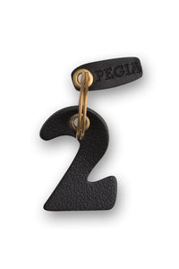 Number 2 Leather Keychain 25AN61 Black