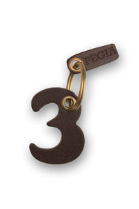 Number 3 Leather Keychain 25AN62 Brown