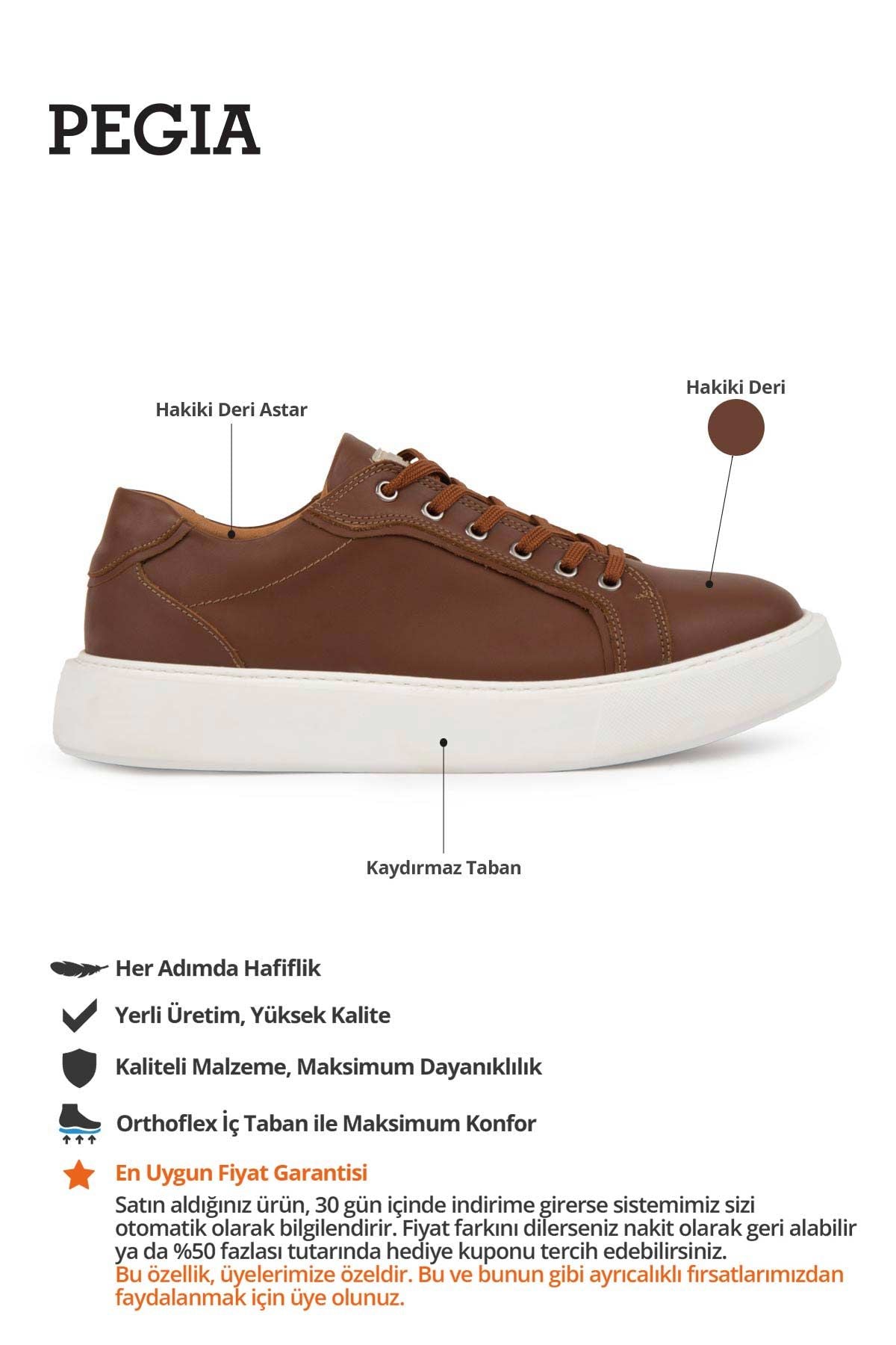 Star Hakiki Deri Sneaker 500970 Taba