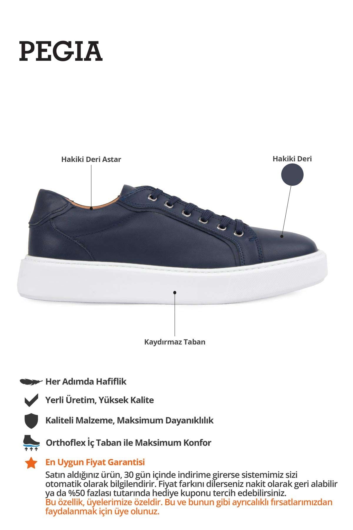 Star Hakiki Deri Sneaker 500970 Lacivert