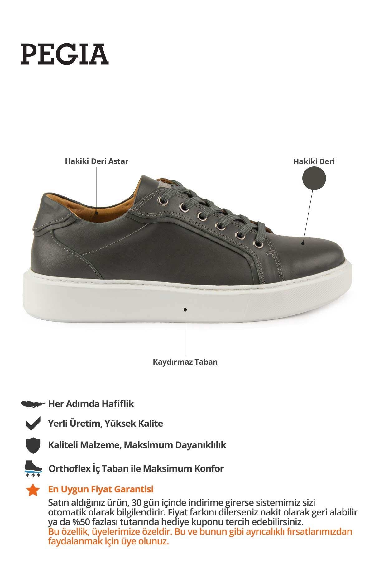 Star Hakiki Deri Sneaker 500970 Haki