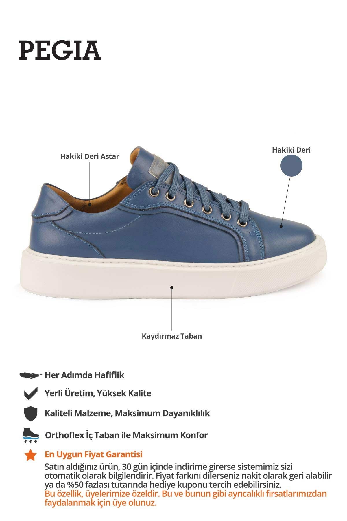 Star Hakiki Deri Sneaker 500970 Mavi