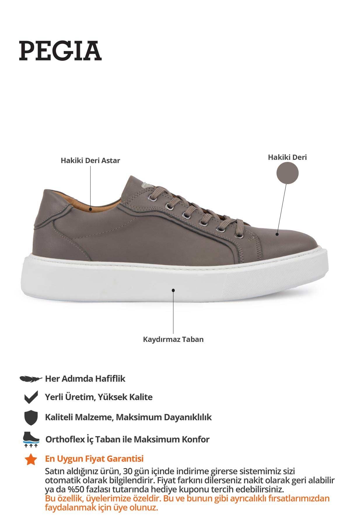 Star Hakiki Deri Sneaker 500970 Vizon
