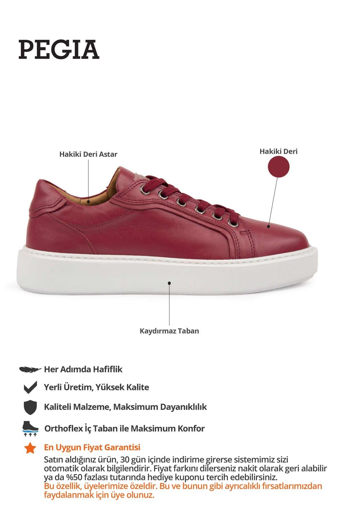 Star Hakiki Deri Sneaker 500970 Kırmızı