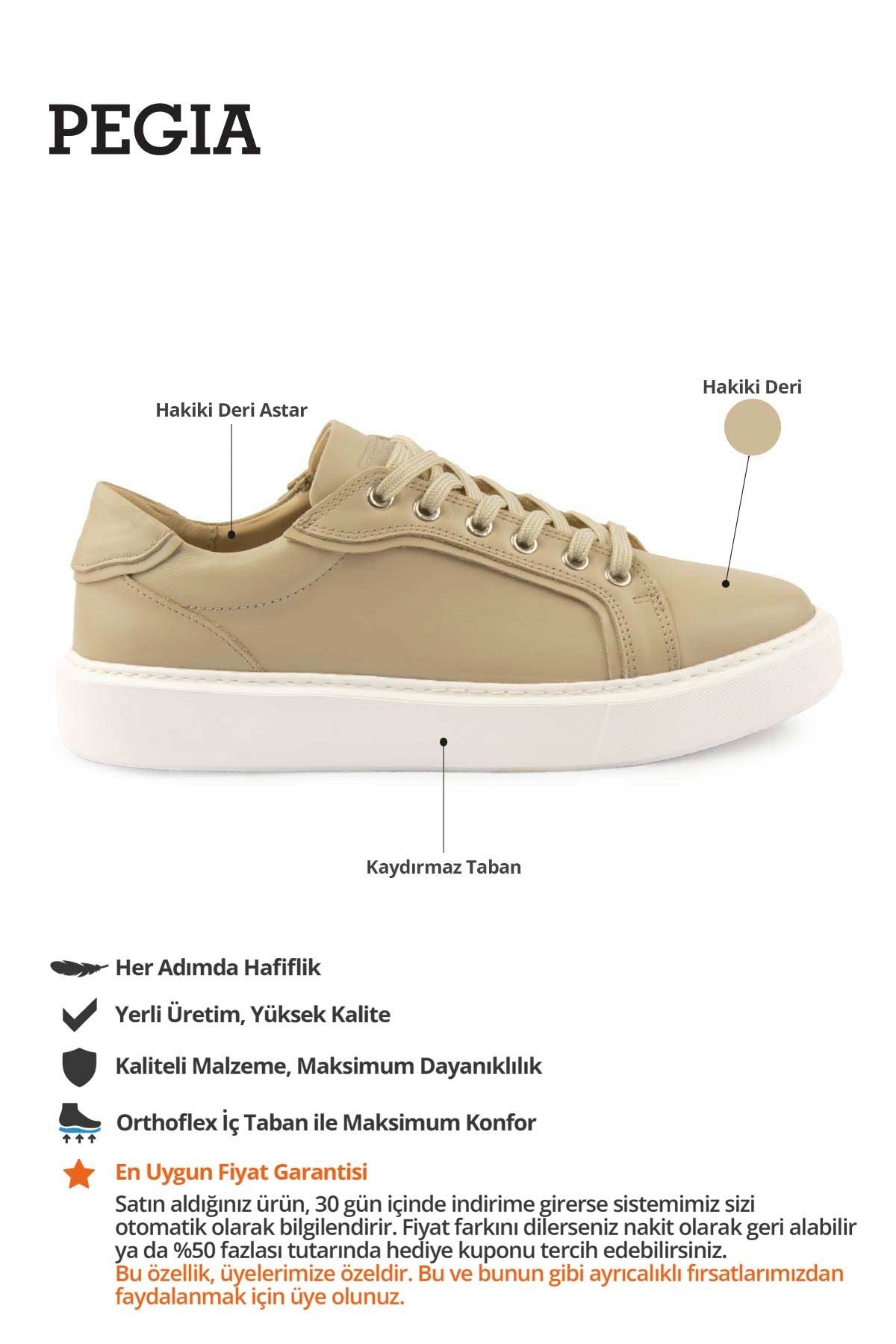 Star Hakiki Deri Sneaker 500970 Koyu Bej
