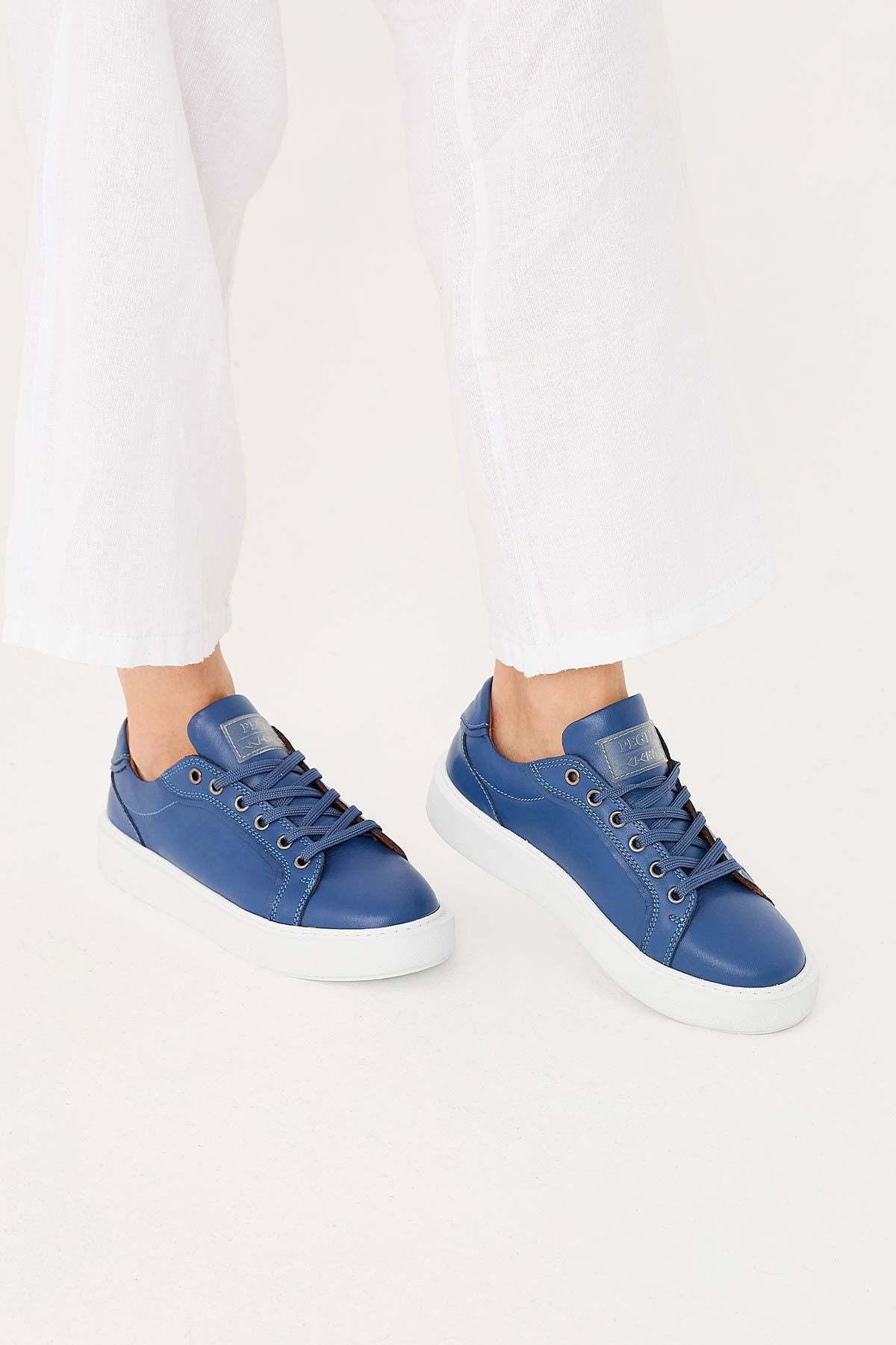 Star Hakiki Deri Sneaker 500970 Mavi