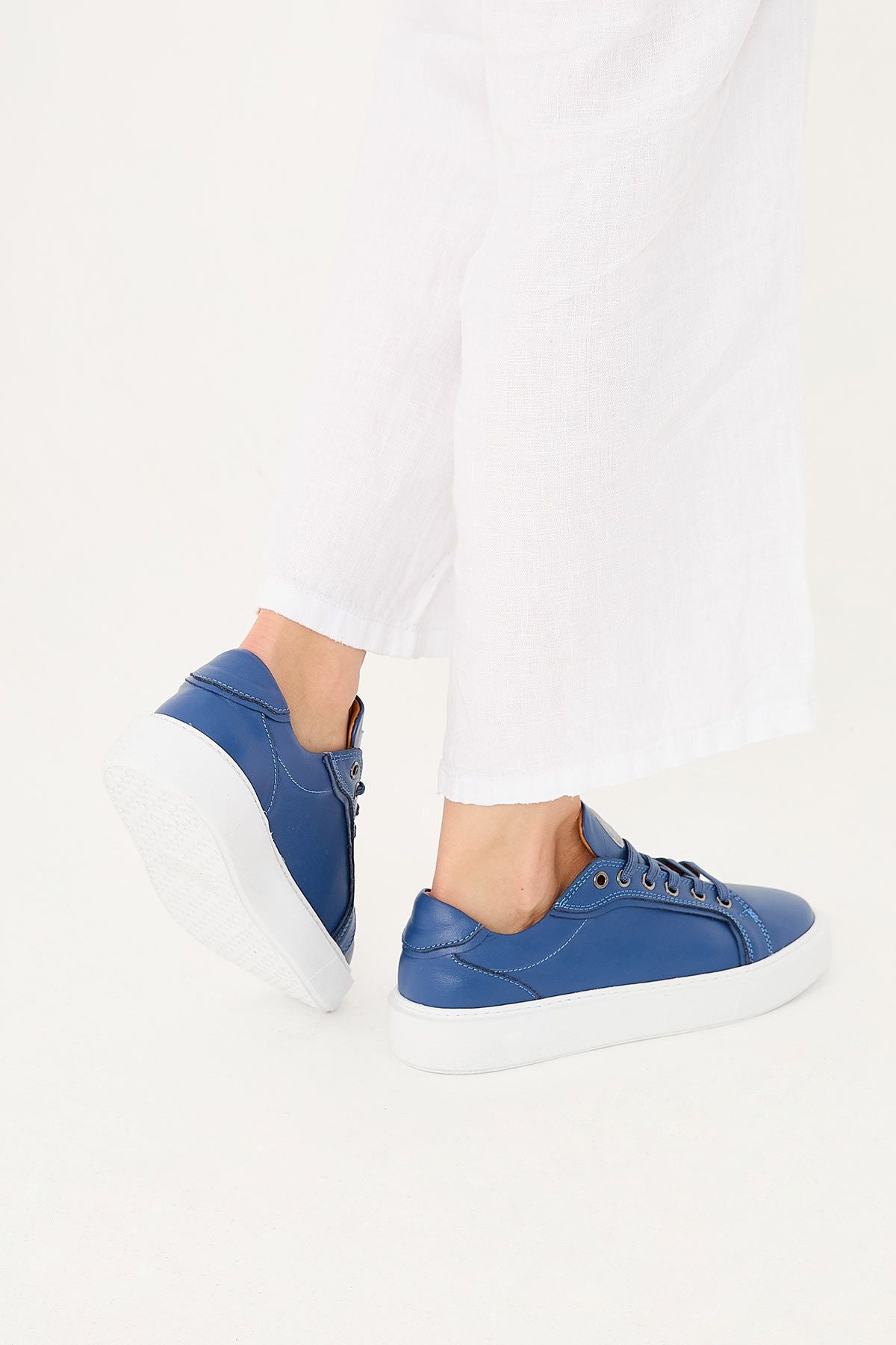 Star Hakiki Deri Sneaker 500970 Mavi