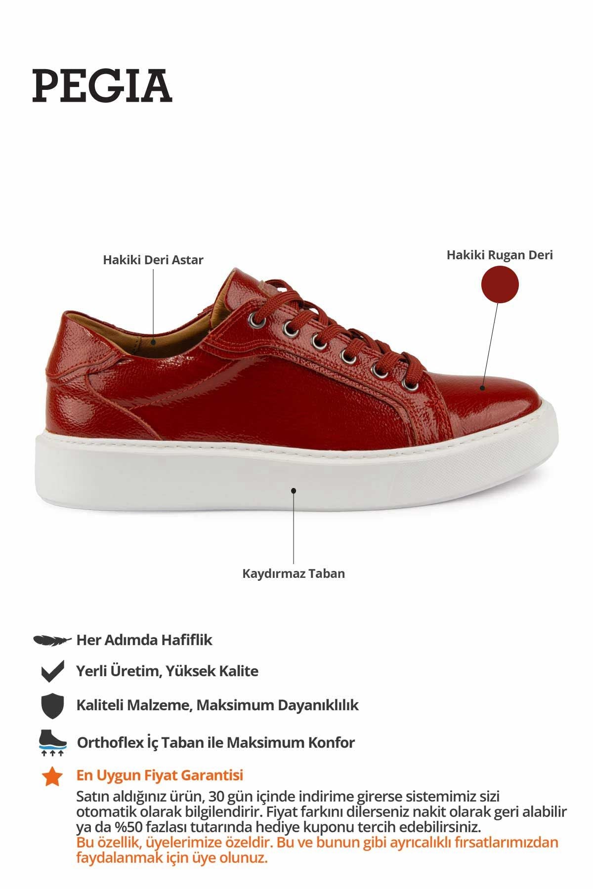 Star Rugan Deri Sneaker 500972 Kırmızı
