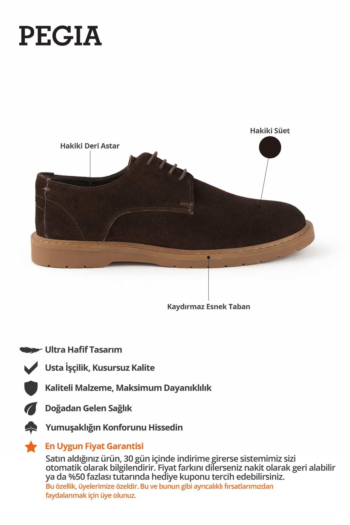 Süet Bağcıklı Erkek Ayakkabı DG5044 Kahve
