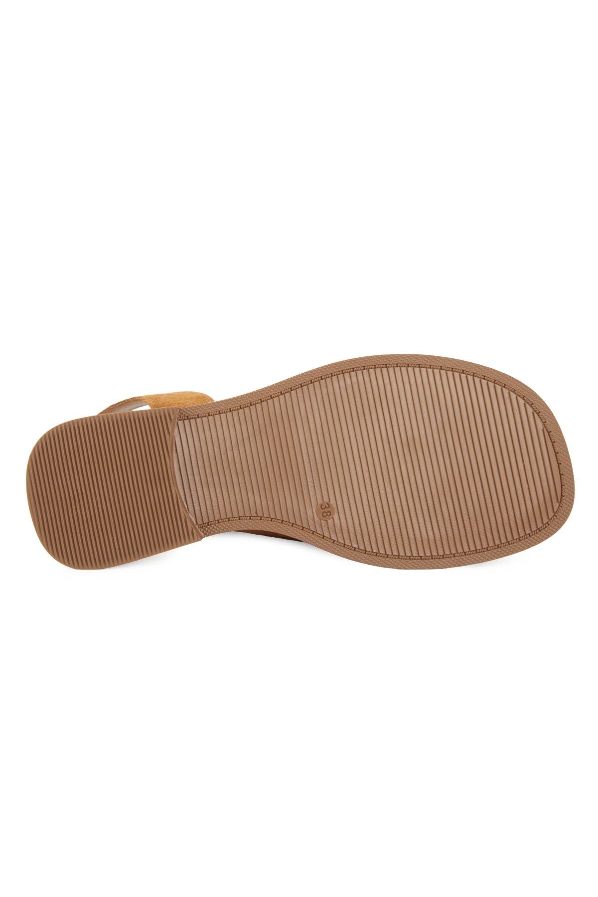 Süet Bantlı Kadın Sandalet DG6076 Taba
