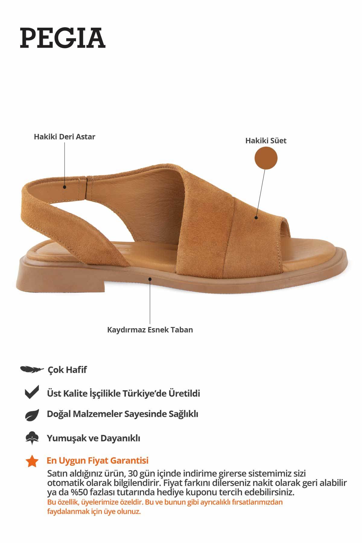 Süet Bantlı Kadın Sandalet DG6076 Taba