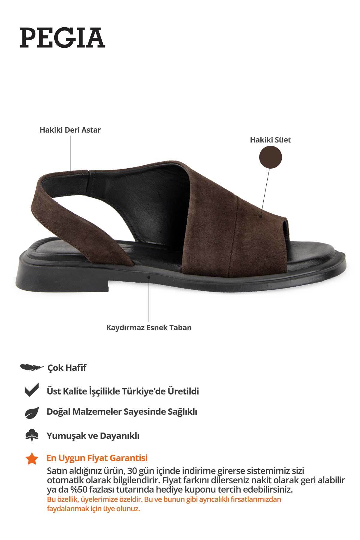 Süet Bantlı Kadın Sandalet DG6076 Kahve