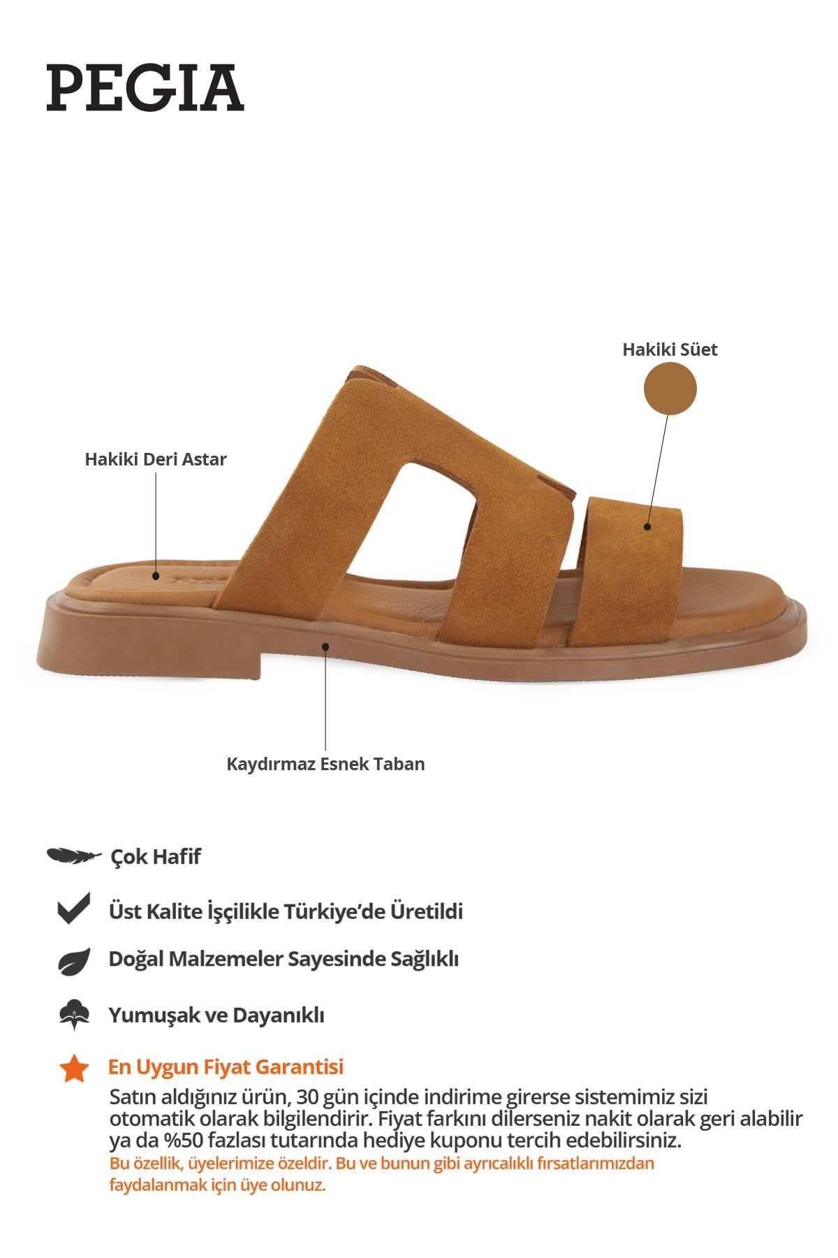 Süet Bantlı Kadın Terlik DG6084 Taba